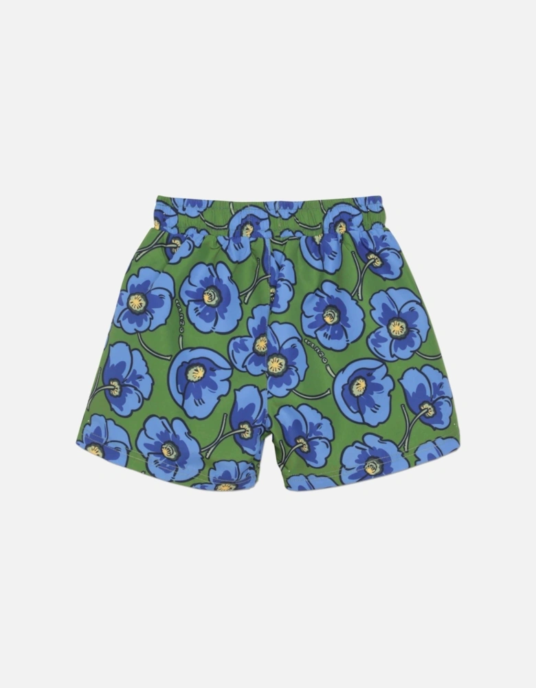 Boys Green Flower Swim Shorts