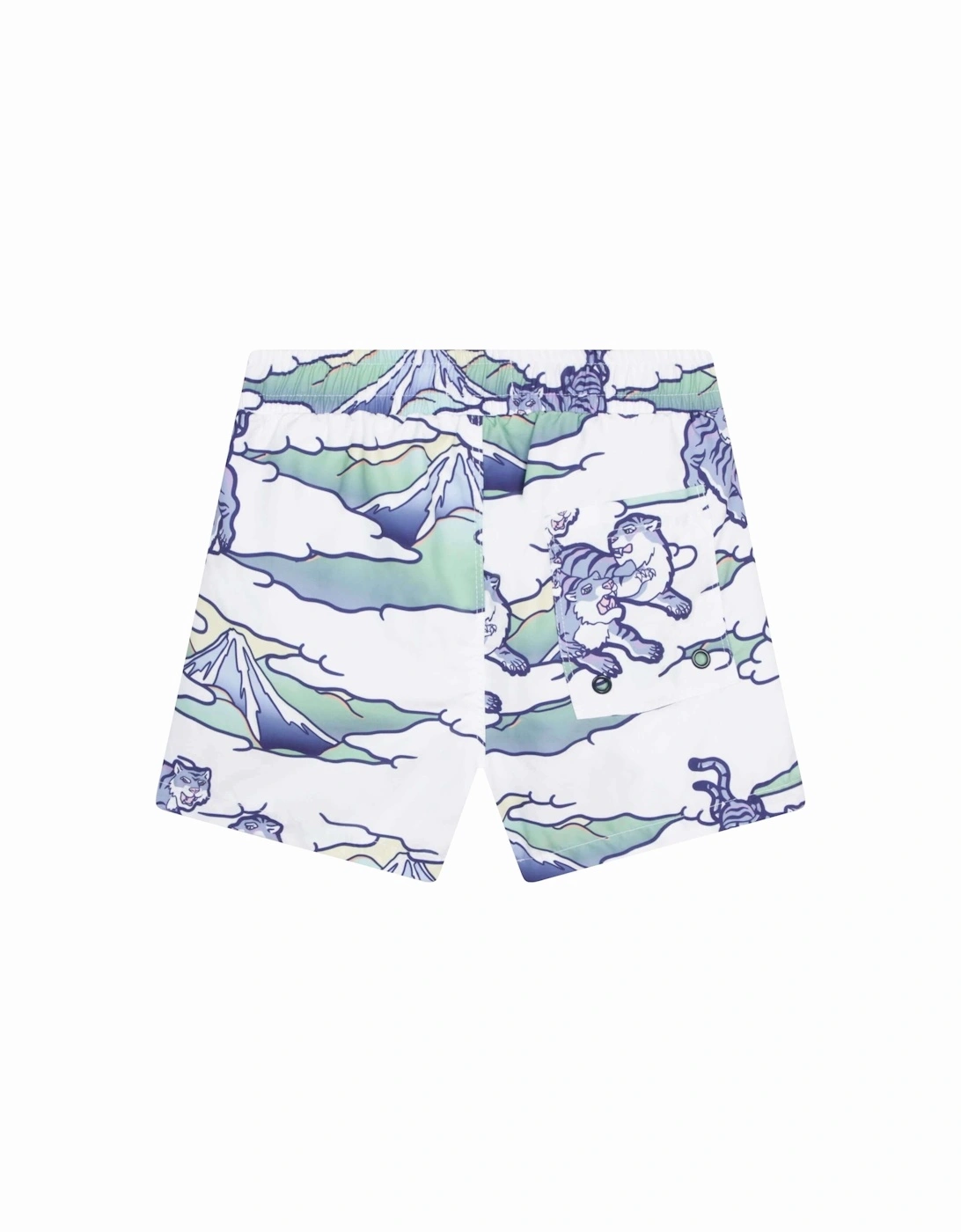 Boys Blue And White Tiger Logo Swim shorts