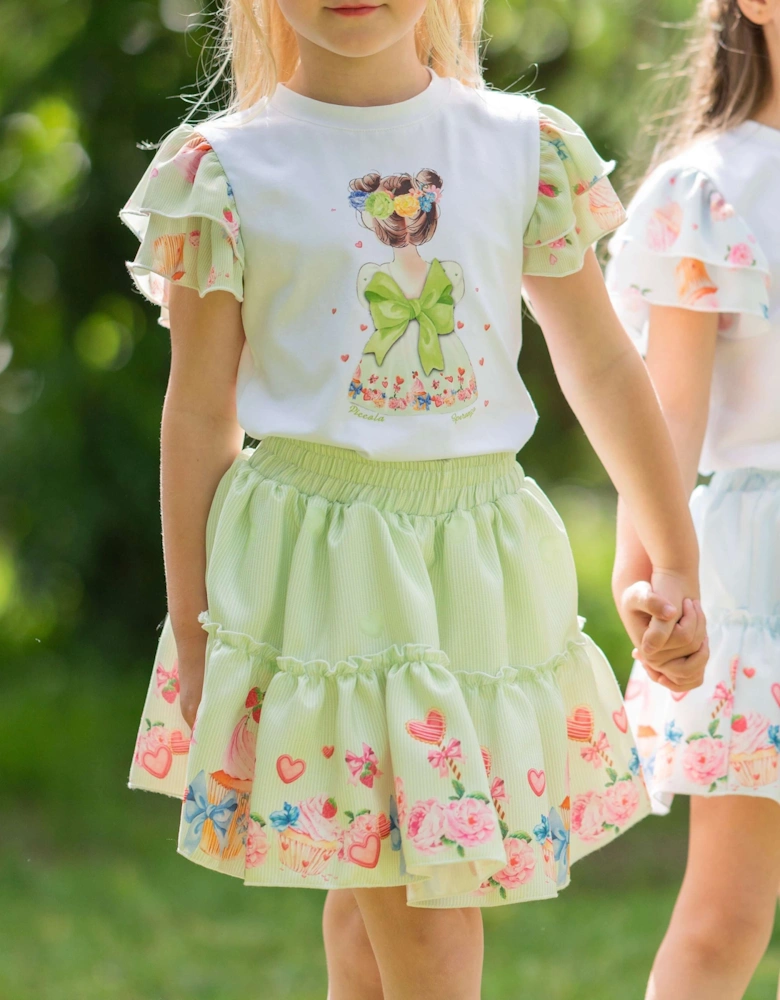 Girls Green Ice Cream Skirt Set