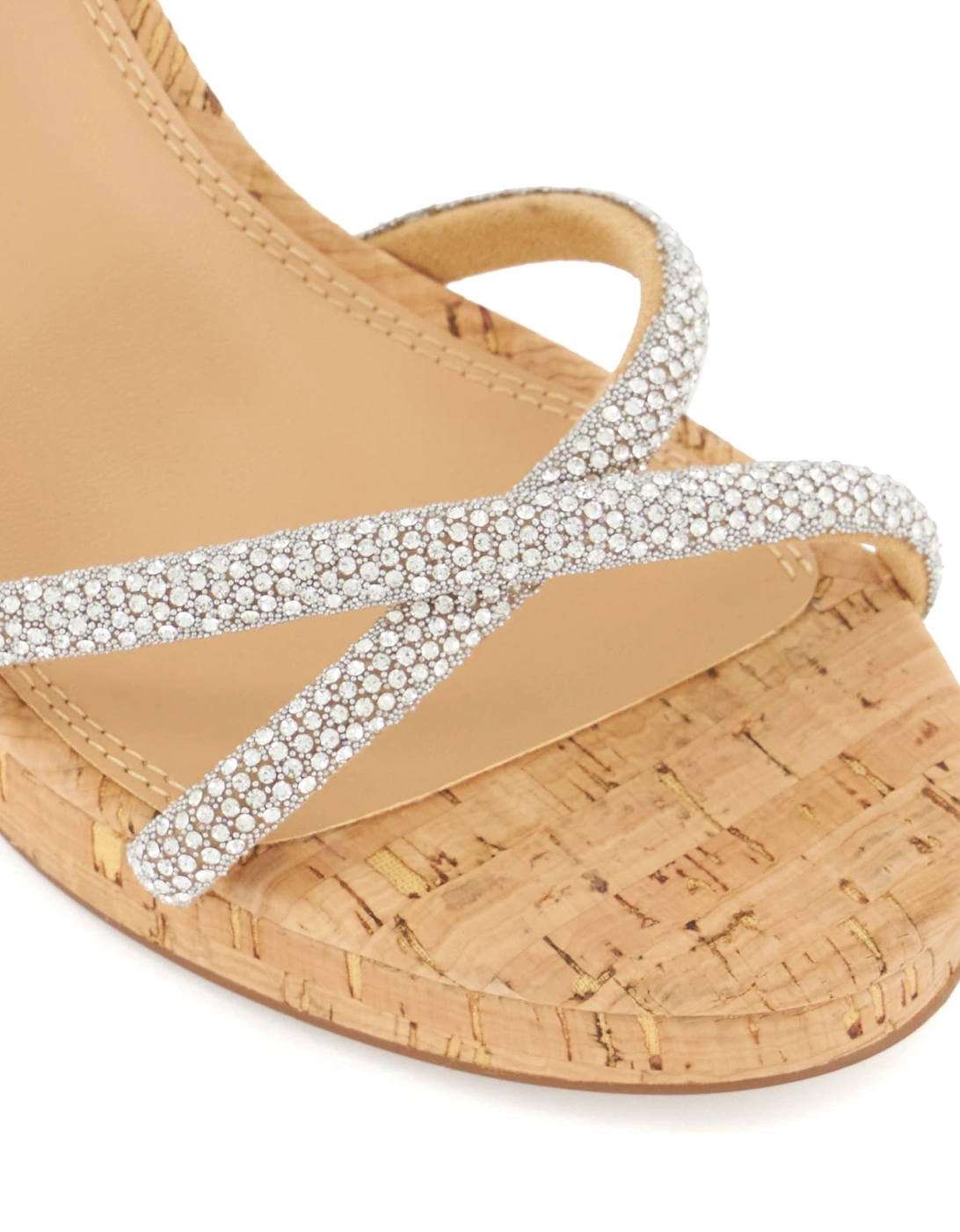Ladies Kali - Diamante Cork-Wedge Slingback Sandals