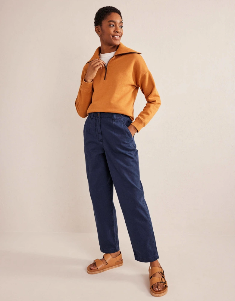 Casual Tapered Cotton Trousers