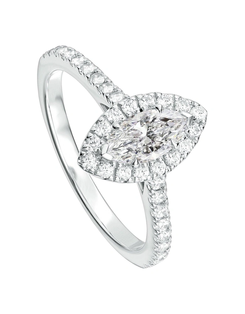 Astra 18ct White Gold 1ct Marquise Lab Grown Diamond Halo Engagement Ring