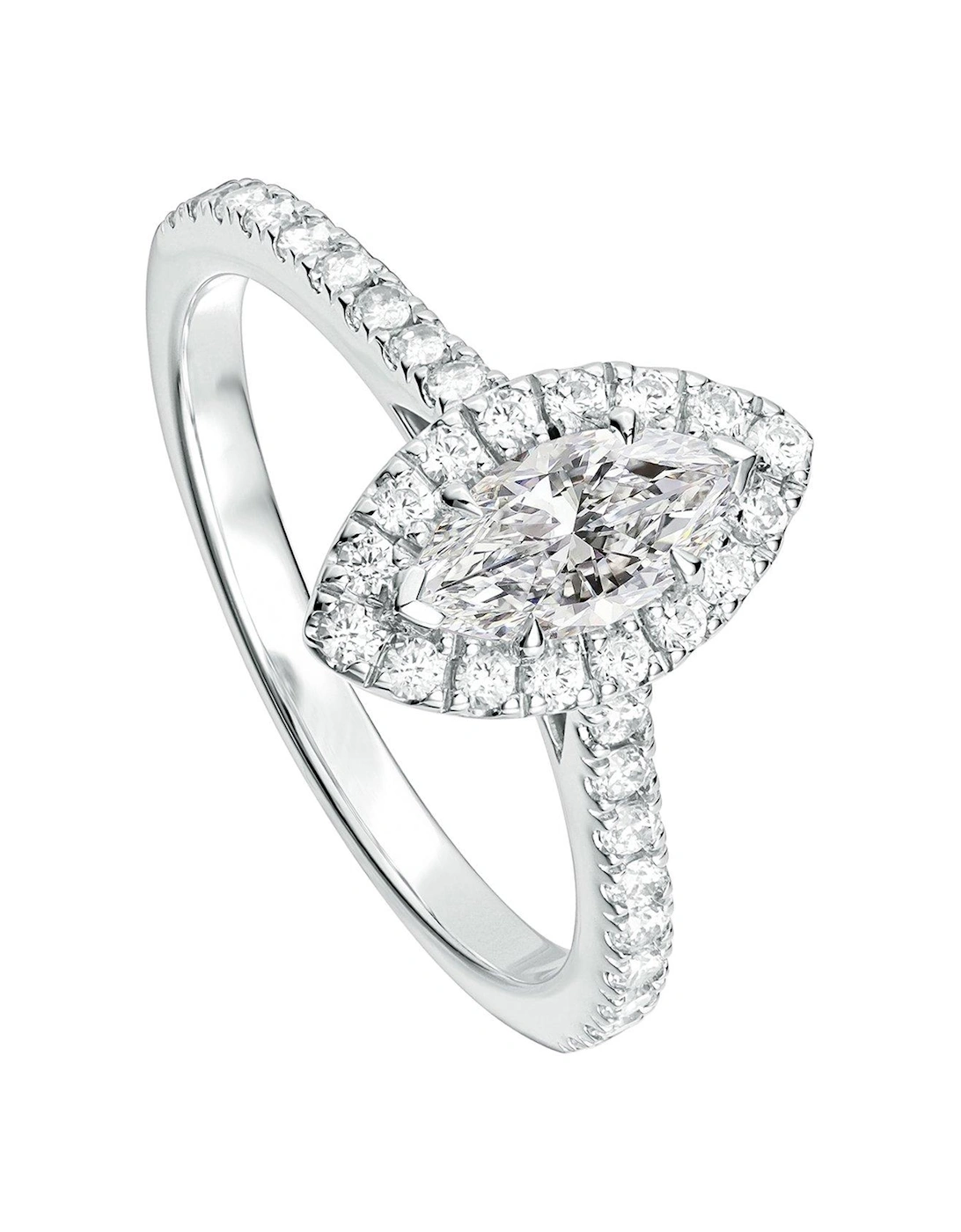 Astra 18ct White Gold 1ct Marquise Lab Grown Diamond Halo Engagement Ring, 2 of 1