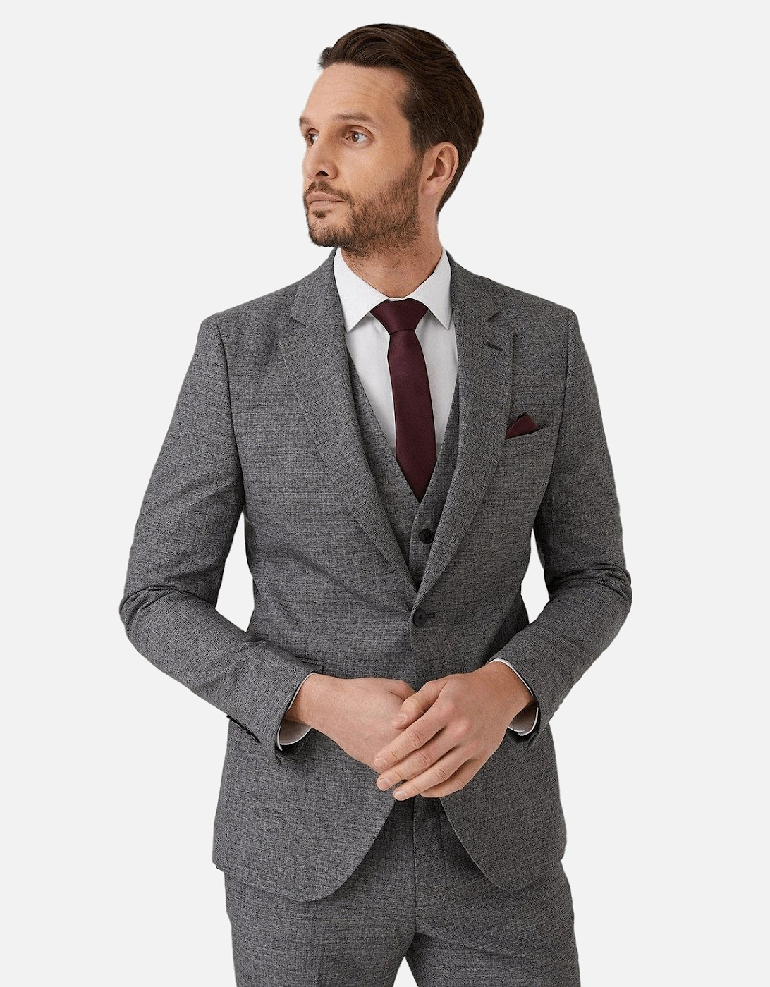 Mens Grid Checked Skinny Suit Jacket, 5 of 4