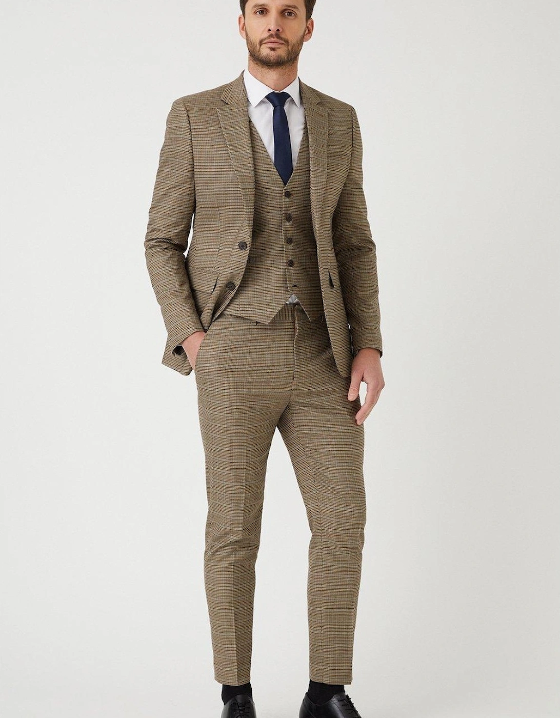 Mens Puppytooth Skinny Suit Jacket