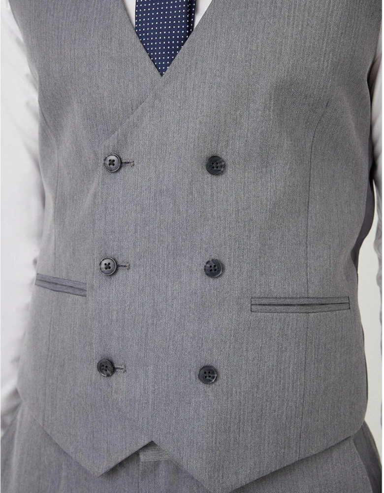 Mens Herringbone Double-Breasted Tailored Waistcoat