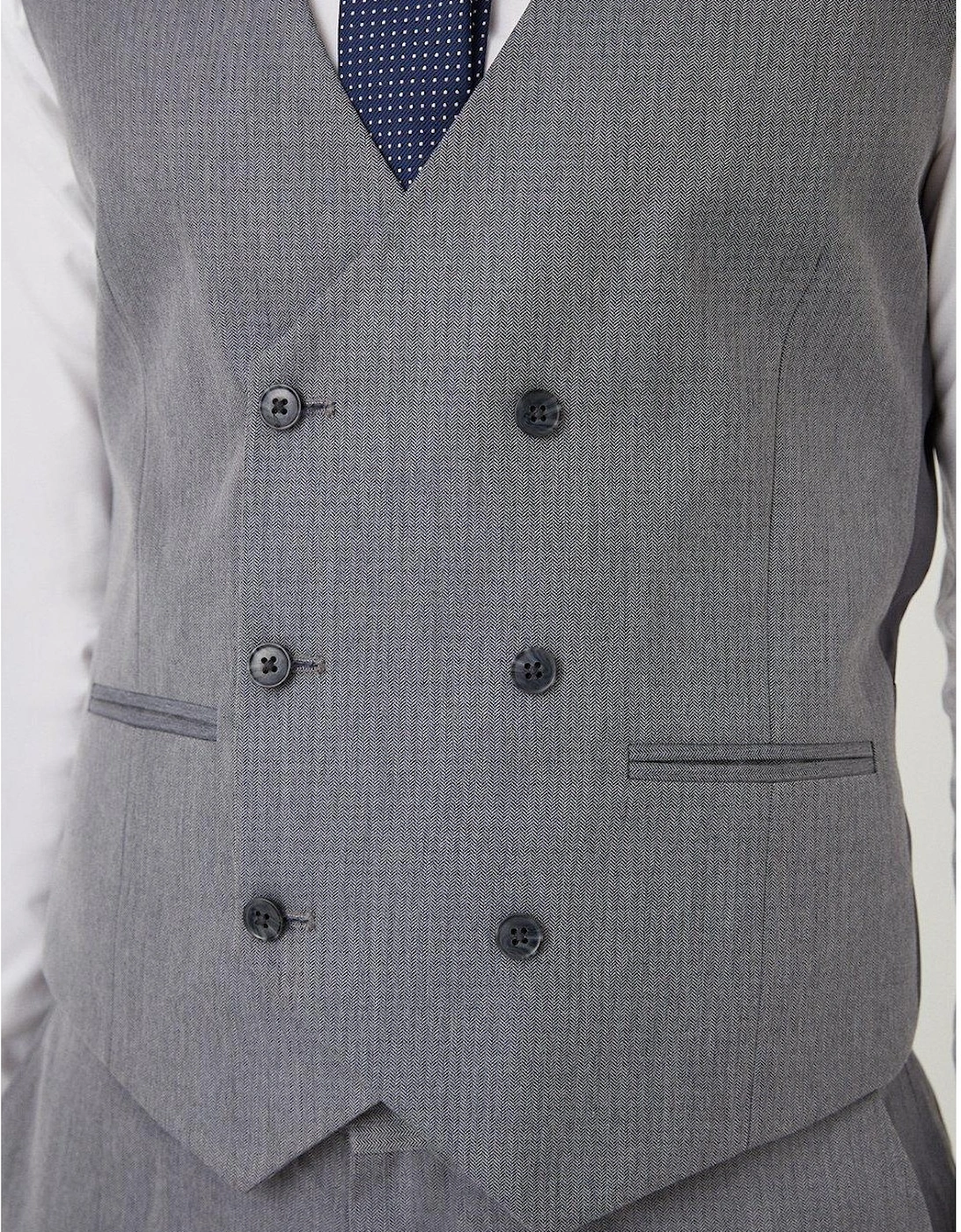 Mens Herringbone Double-Breasted Tailored Waistcoat