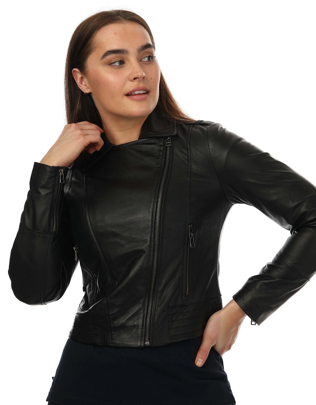 Womens Armin Leather Jacket, 7 of 6