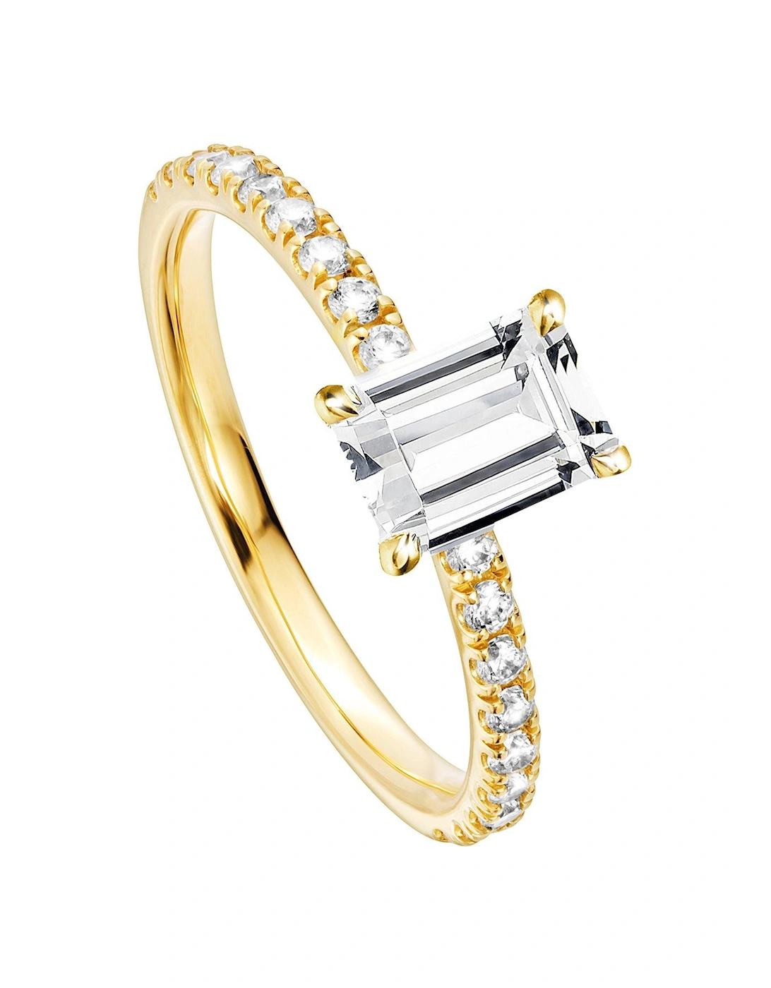Blake 18ct Yellow Gold 1ct Emerald Cut Lab Grown Diamond Hidden Halo Engagement Ring, 2 of 1