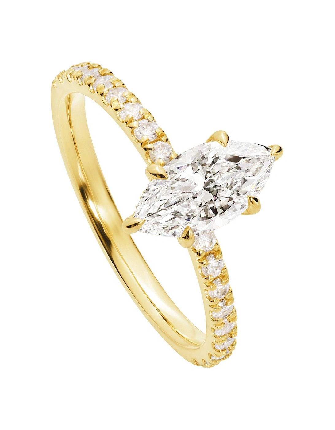 Maeve 18ct Yellow Gold 1ct Marquise Lab Grown Diamond Hidden Halo Engagement Ring, 2 of 1