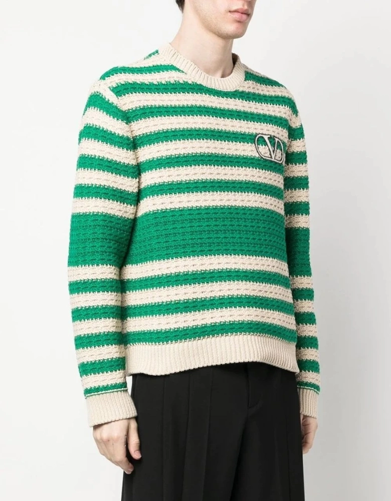 VLOGO Stripe Sweater Green/Cream