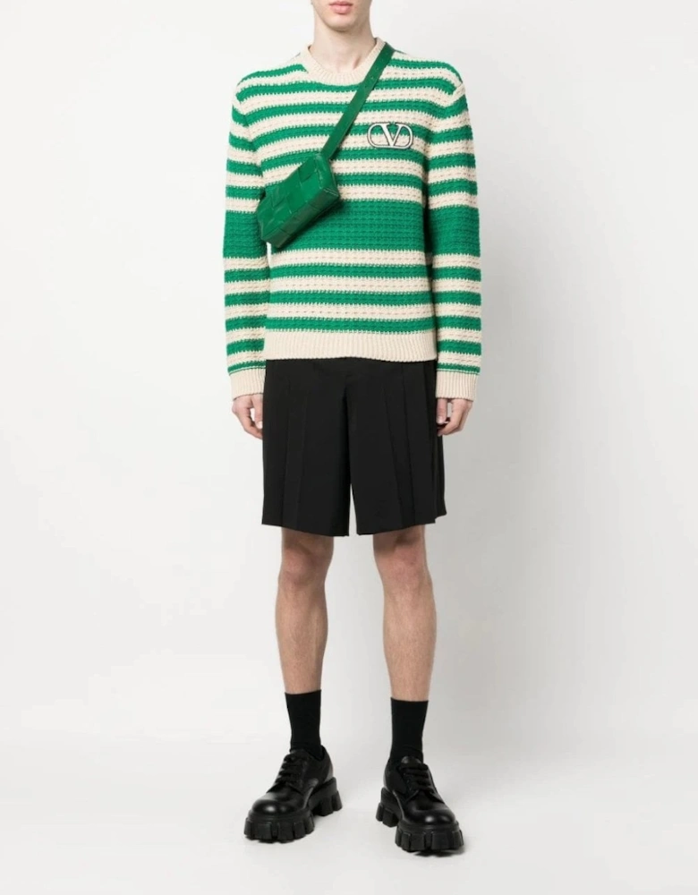 VLOGO Stripe Sweater Green/Cream