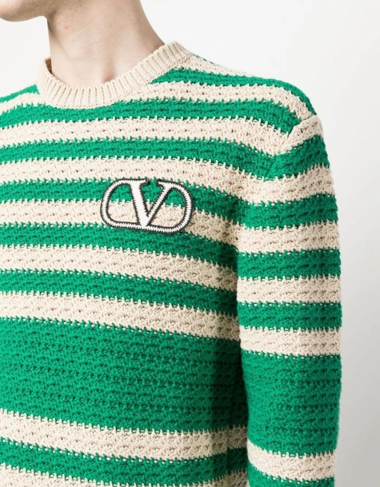 VLOGO Stripe Sweater Green/Cream