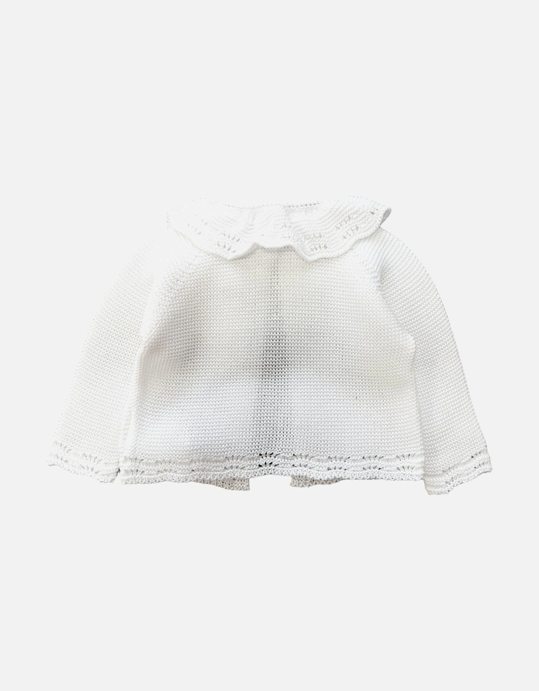 White Frill Collar Knit Cardigan