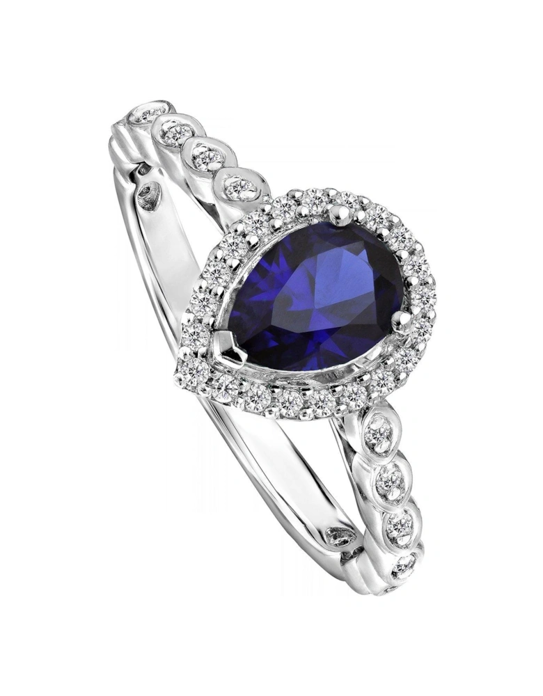 Lyra 18ct White Gold Created Sapphire & 0.18ct Lab Grown Diamond Ring