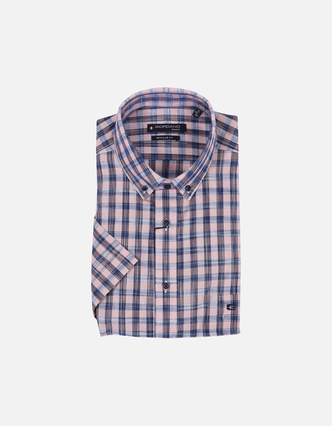 Regular Fit Short Sleeve Shirt Blue Pink Check, 4 of 3