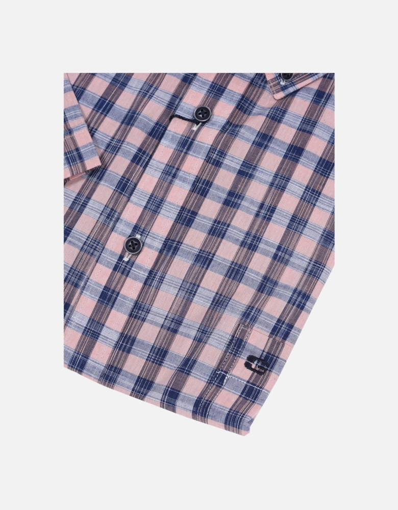 Regular Fit Short Sleeve Shirt Blue Pink Check