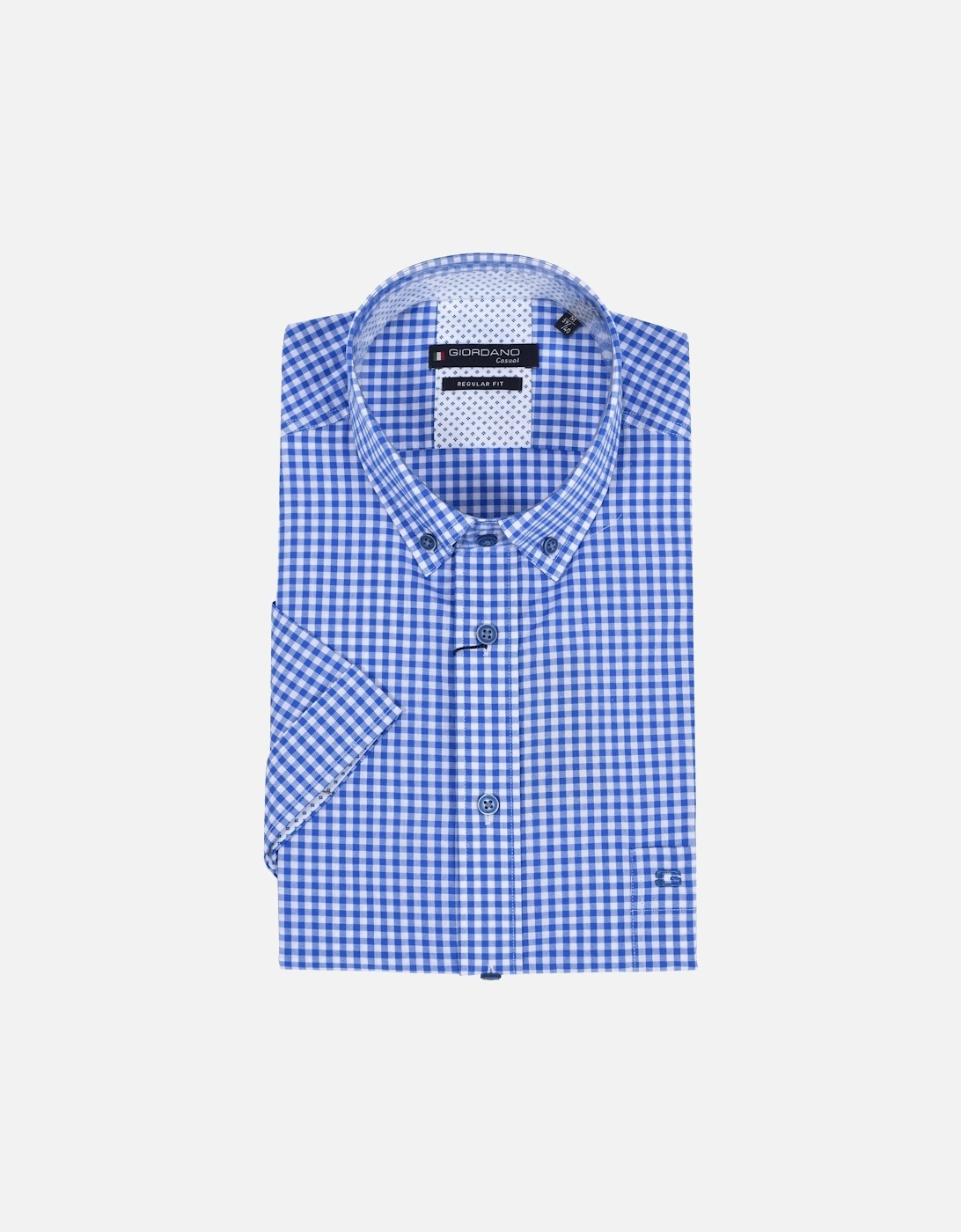 Regular Fit Short Sleeved Shirt Blue Check, 4 of 3