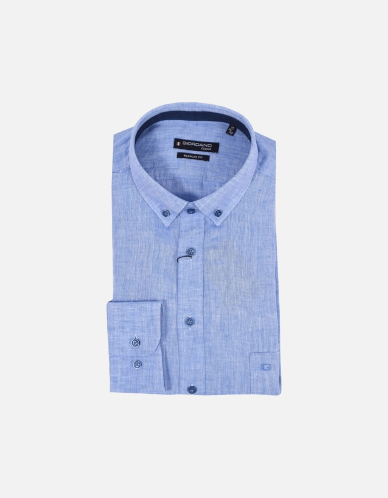 Regular Fit Linen Shirt Light Blue