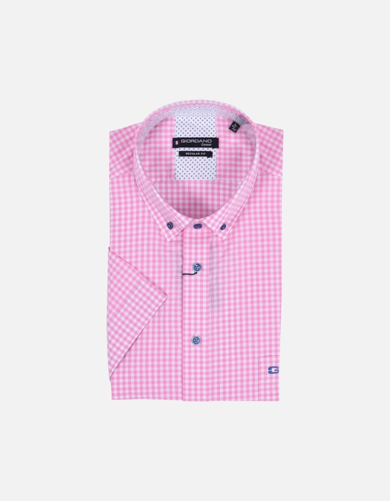 Regular Fit Short Sleeved Shirt Pink Check