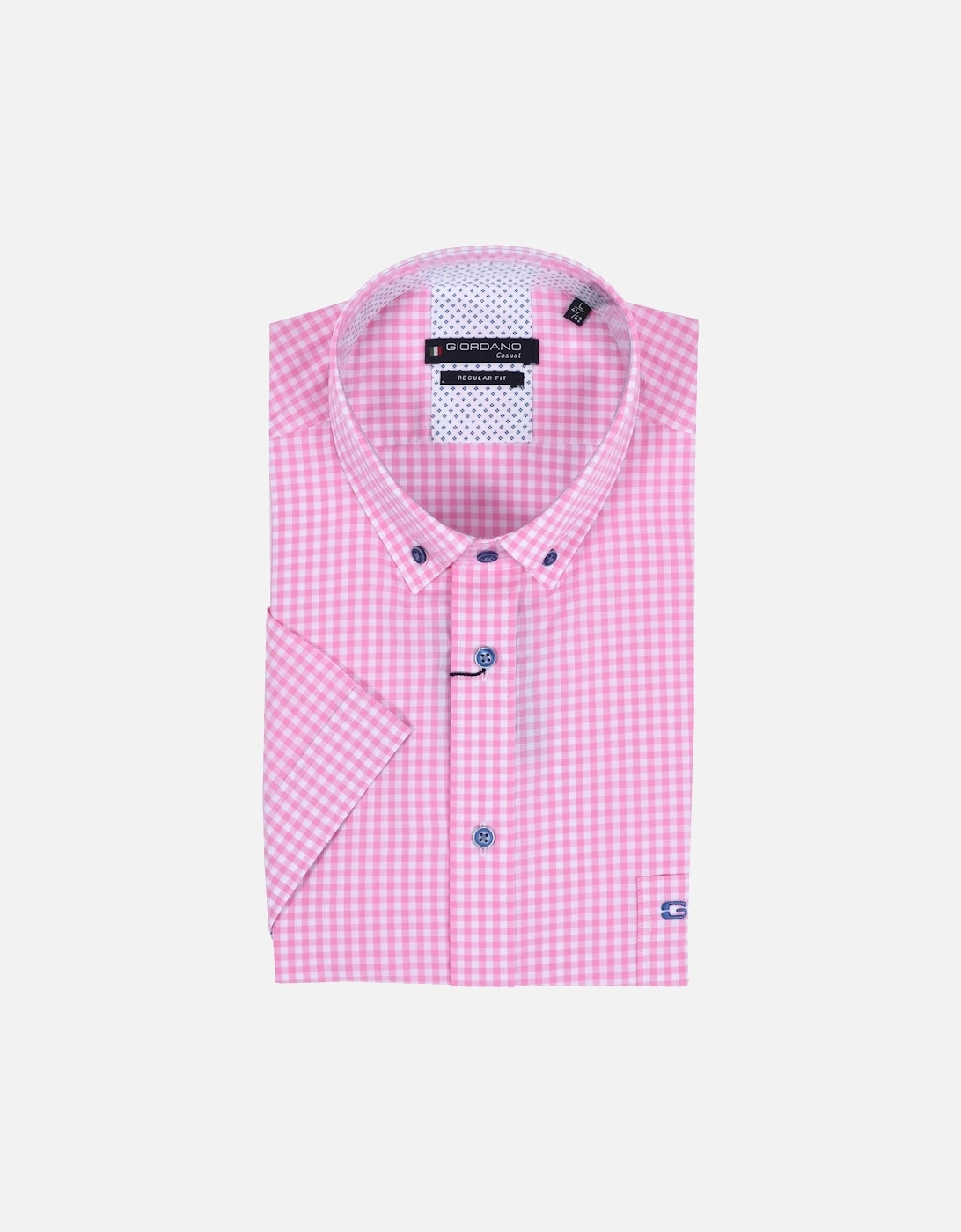 Regular Fit Short Sleeved Shirt Pink Check, 4 of 3
