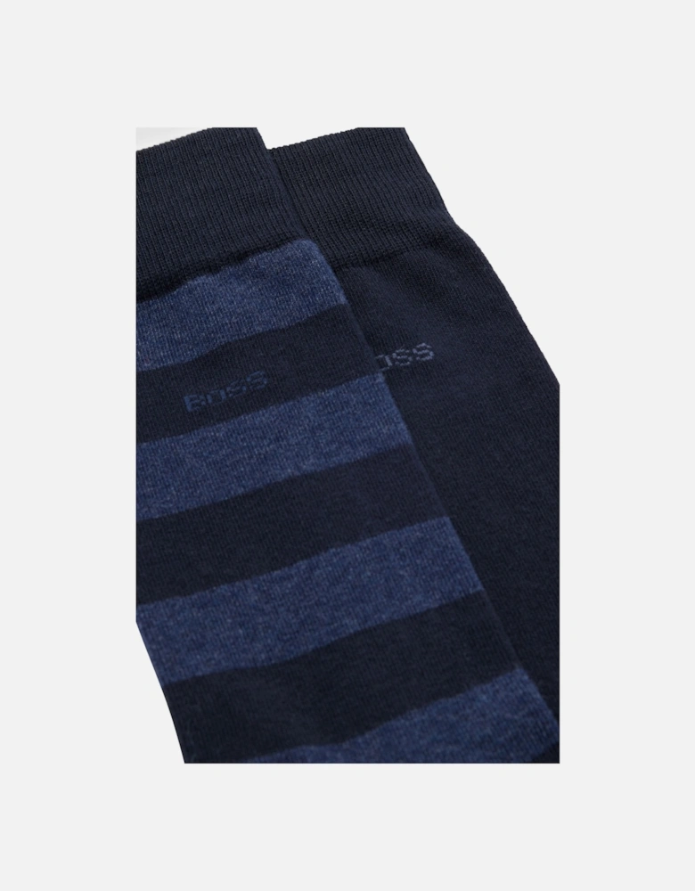 Boss 2pack Rs Blockstripe Colour Socks Open Blue