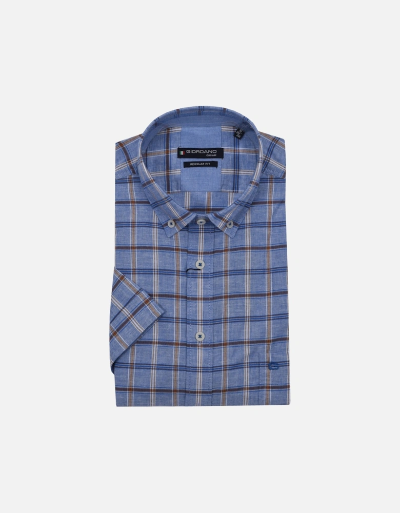 Regular Fit Check Shirt Blue Brown Check