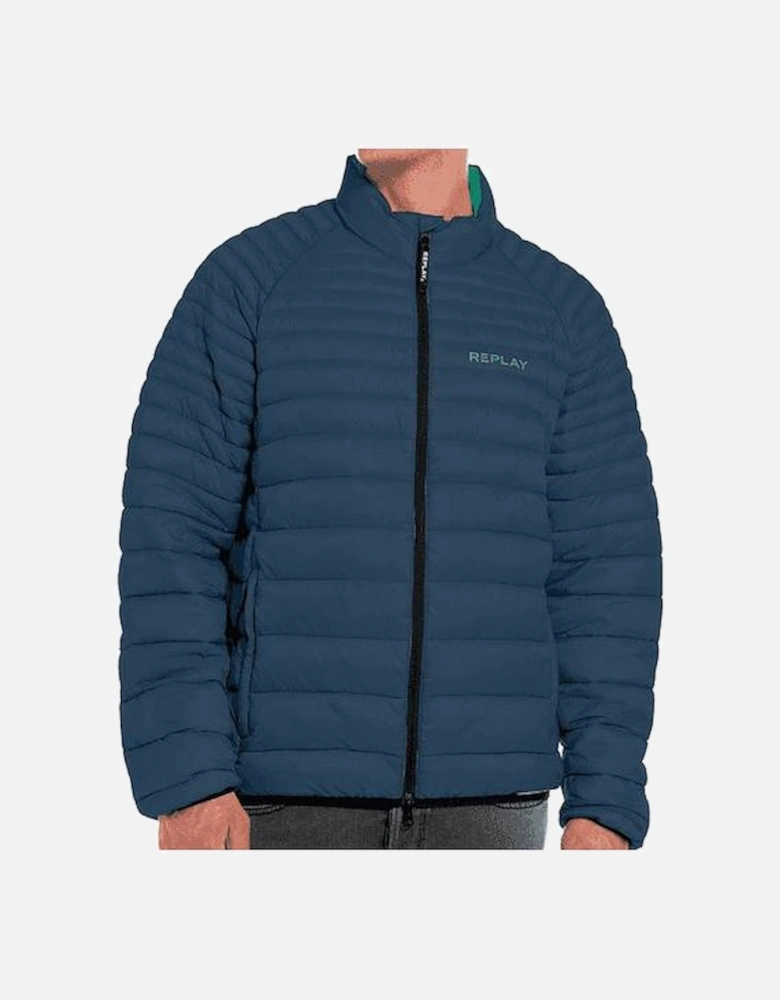 Lightweight Zip Up Navy Down Jacket