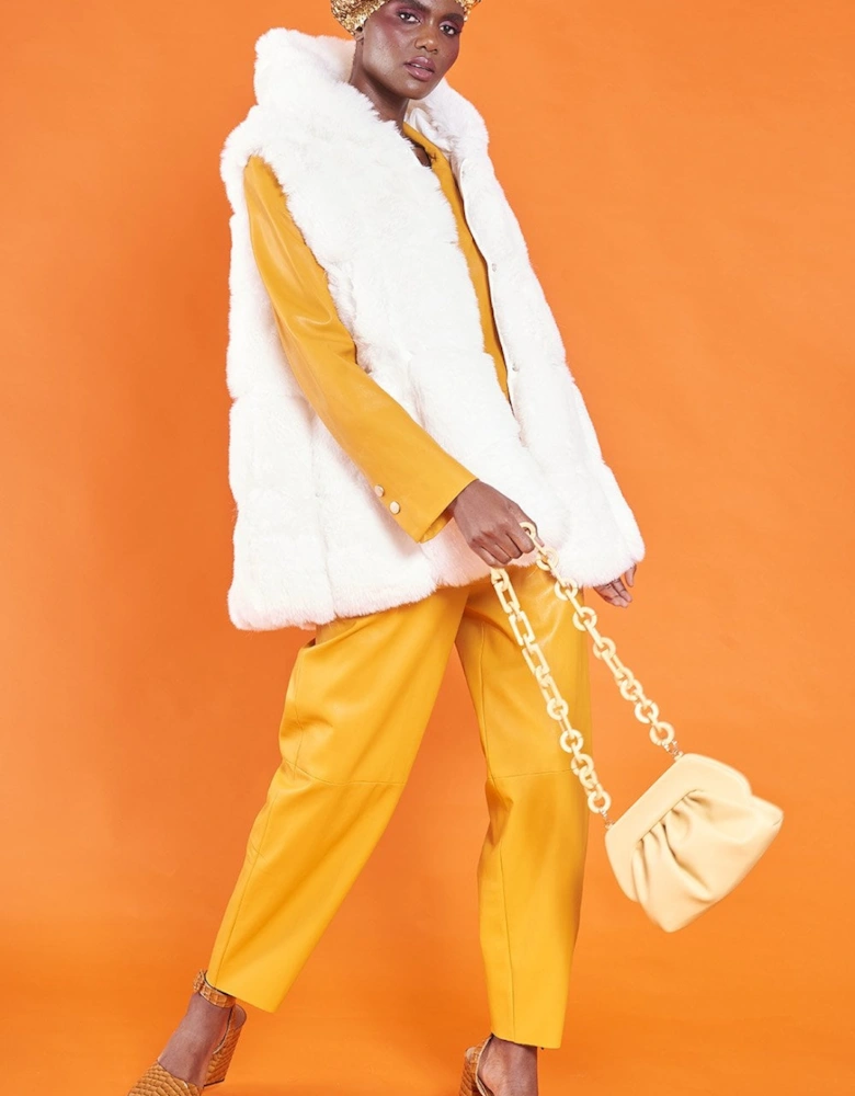 Yellow Charlotte Leather Clutch and Shoulder Handbag