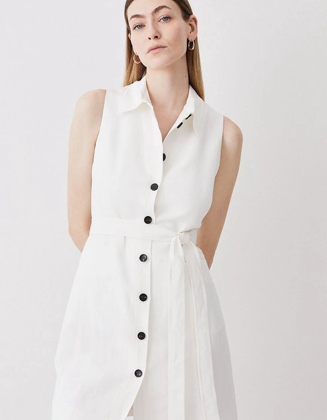 Linen Nautical Button Detail Shirt Mini Dress, 5 of 4