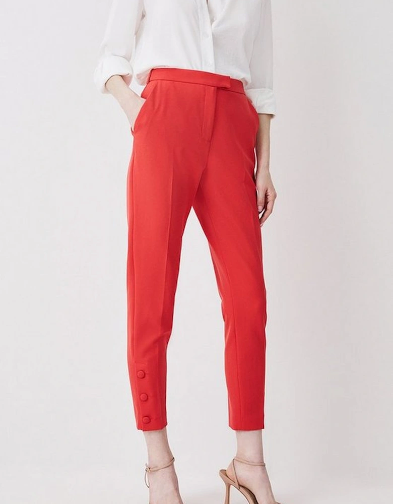 Tailored Slim Leg Button Hem Trousers