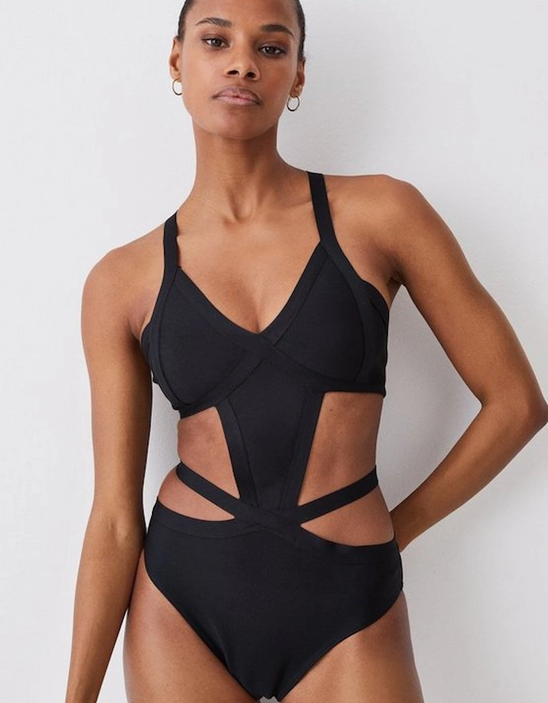 Bandage Strappy Cross Front Swimsuit, 2 of 1