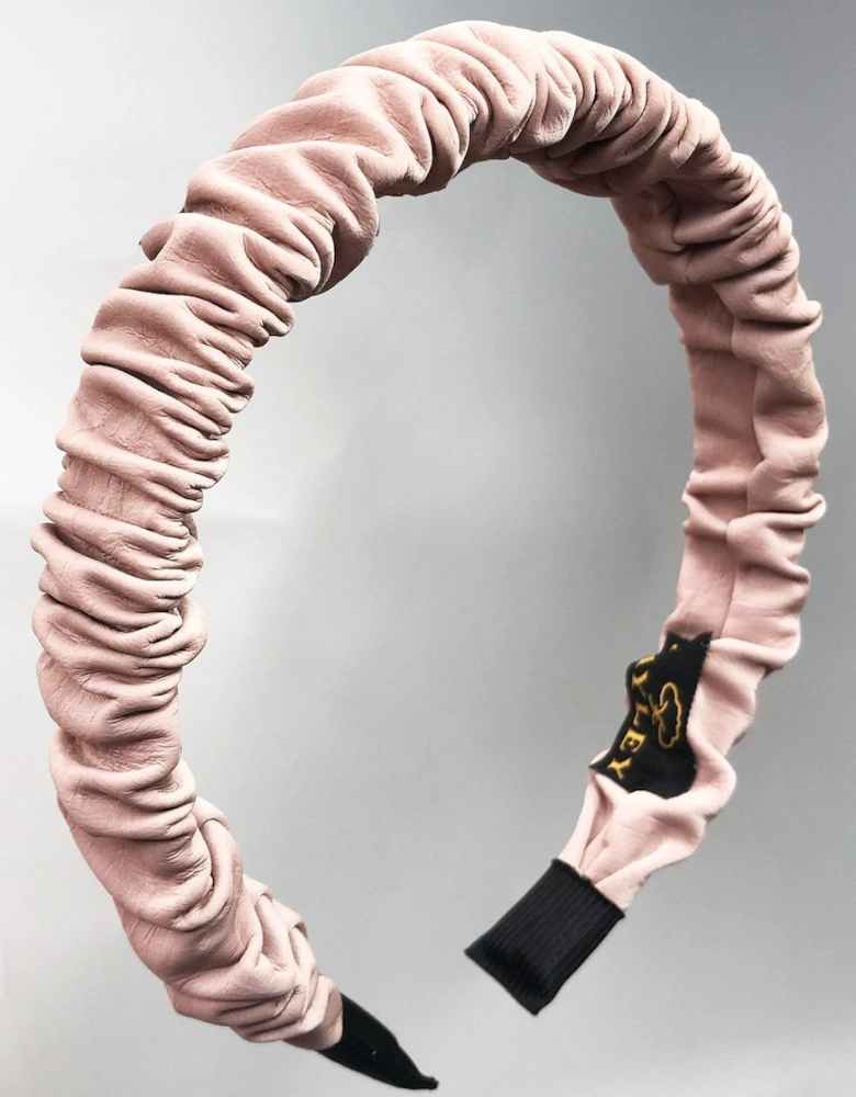 Pink Faux Leather Ruched Headband