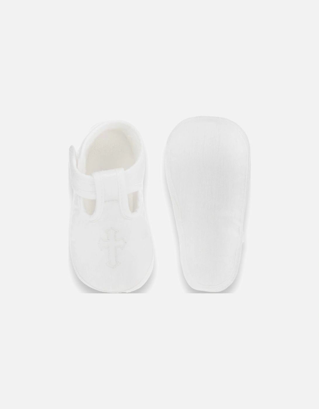 White Satin Cross Soft Sole Shoes