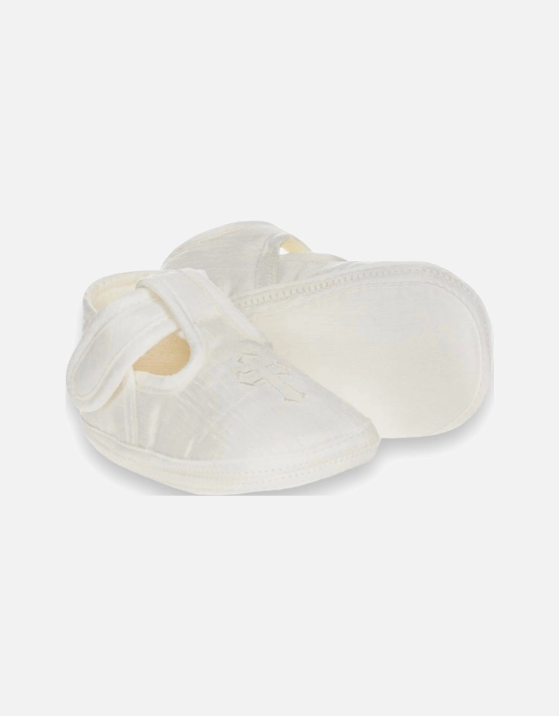 Ivory Satin Cross Soft Sole Shoes, 4 of 3