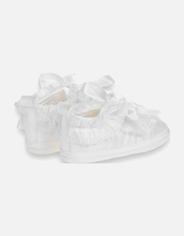 White Satin Lace Soft Sole Shoes