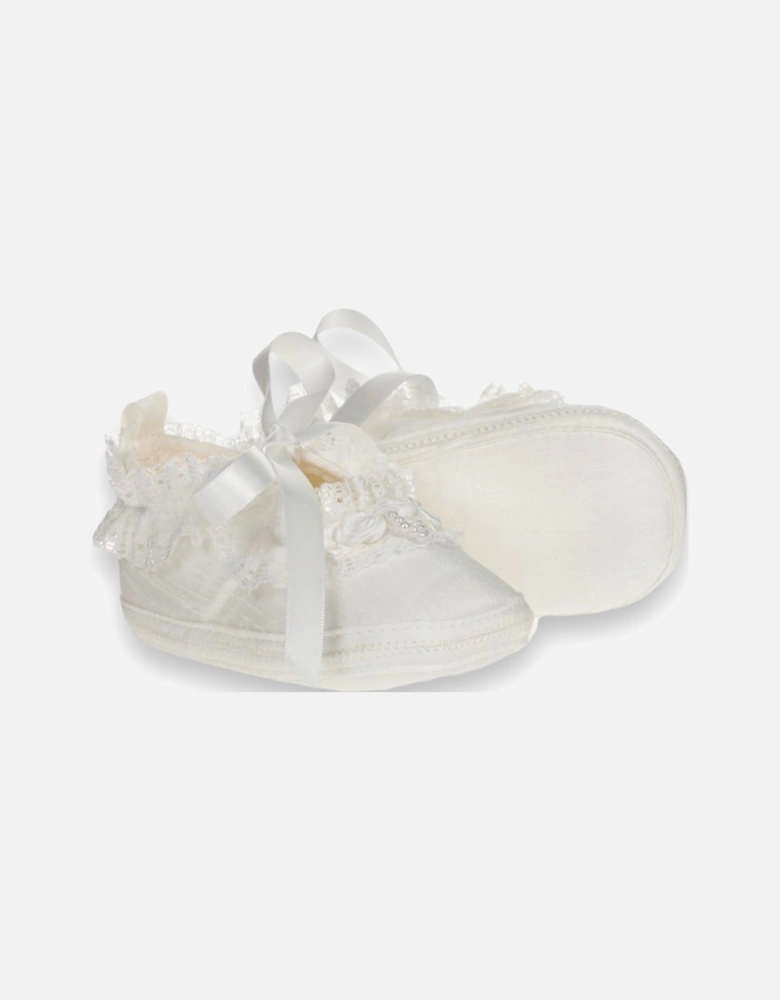 Ivory Satin Lace Soft Sole Shoes