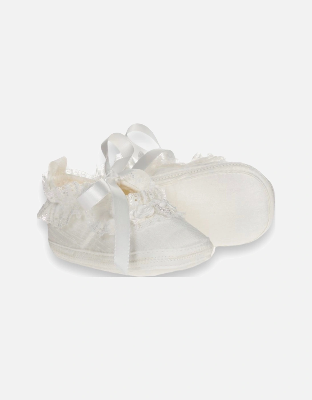 Ivory Satin Lace Soft Sole Shoes, 4 of 3