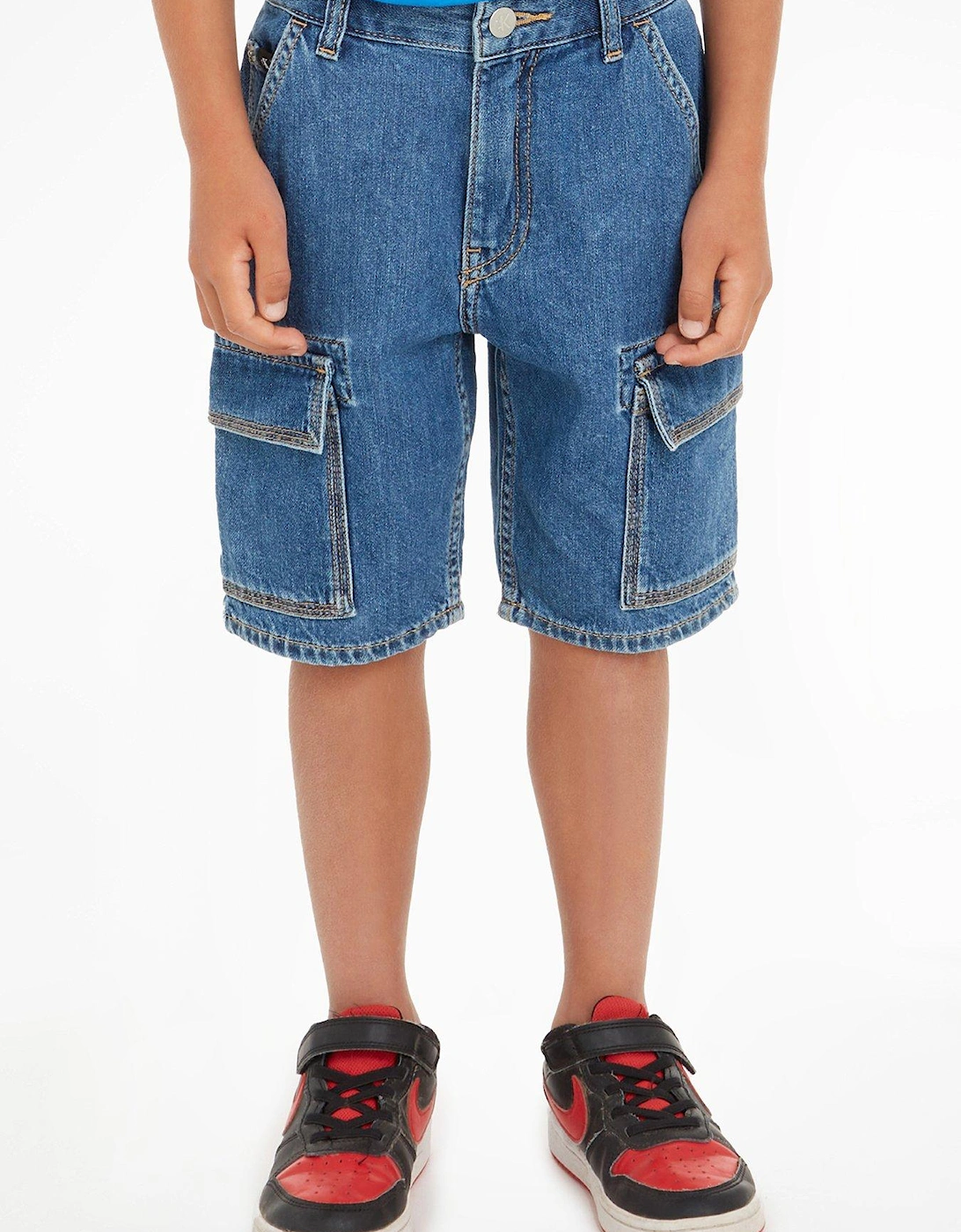 Boys Denim Cargo Shorts - Utility Blue, 5 of 4