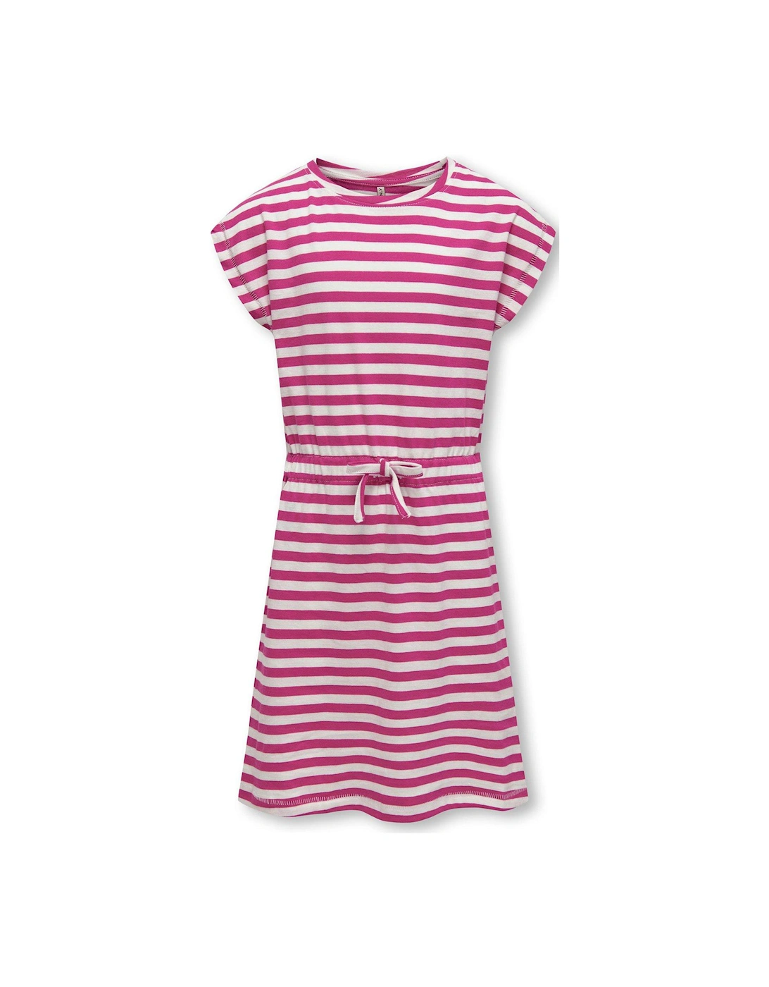 Girls May Short Sleeve Stripe Jersey Dress - Very Berry/Cloud Dancer, 3 of 2