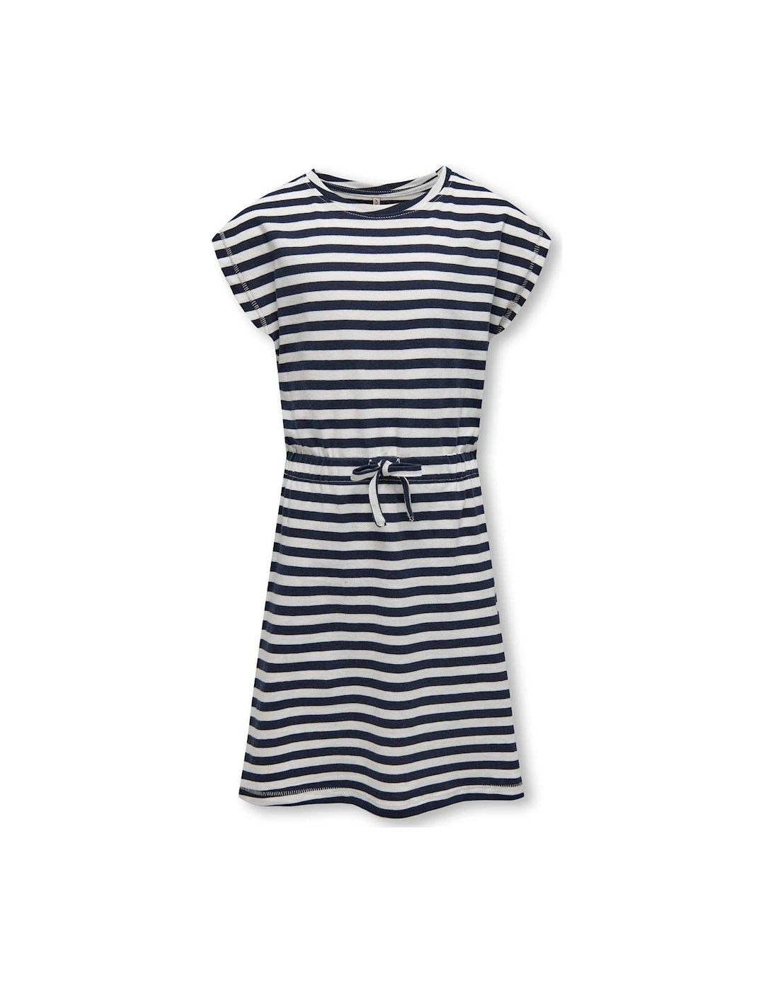 Girls May Short Sleeve Stripe Jersey Dress - Navy Blazer/Cloud Dancer, 4 of 3