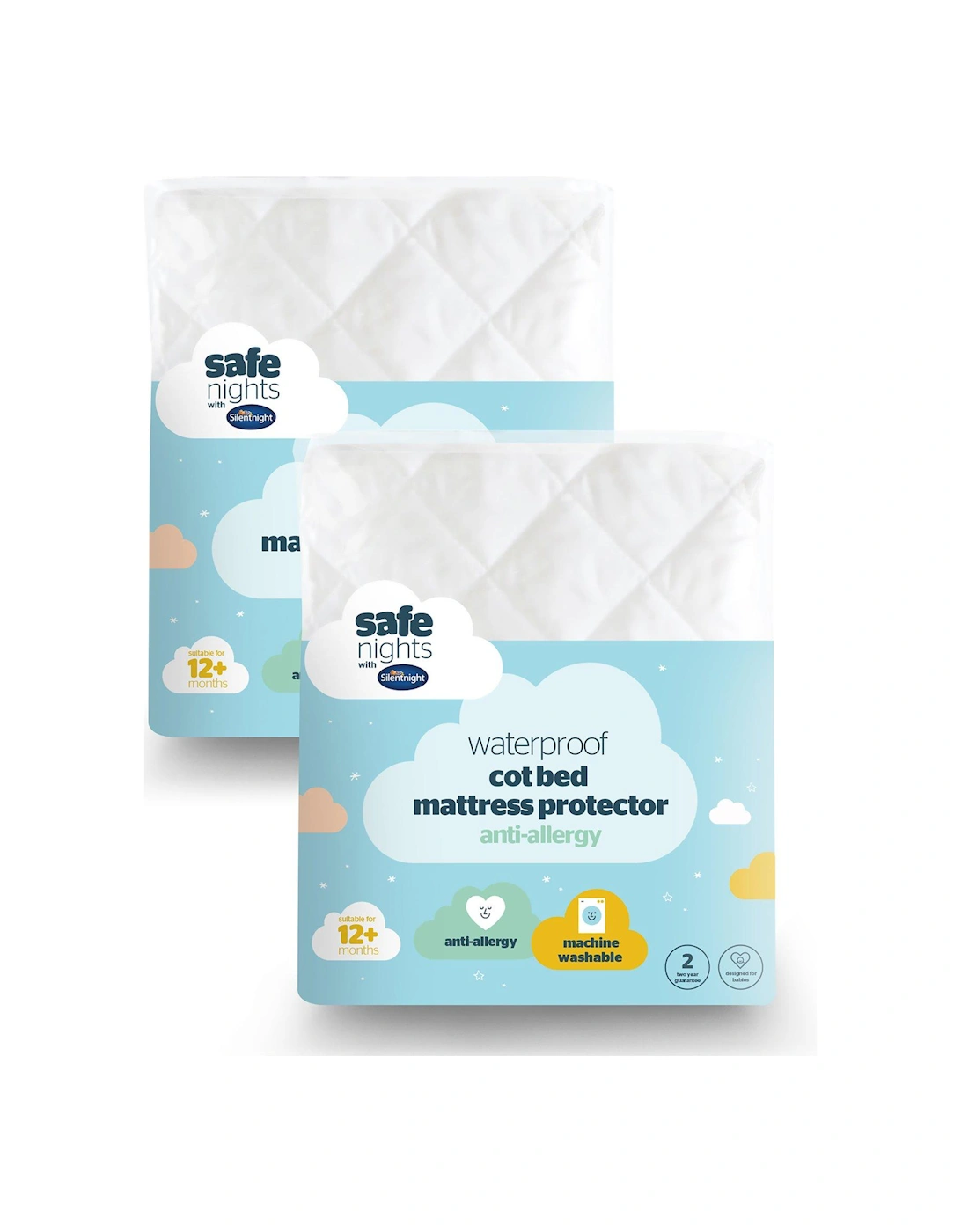 Safe Nights Waterproof Cot Bed Mattress Protector Bundle - 2 Pack - White, 3 of 2