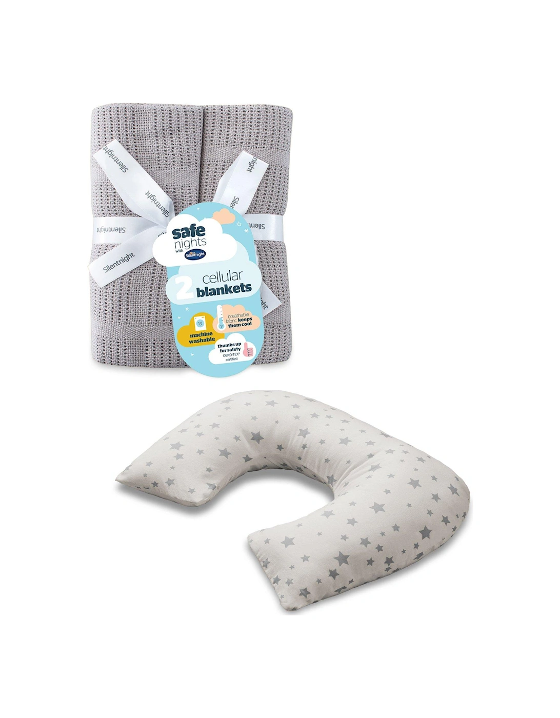 Safe Nights Grow with Me Pillow and Cellular Blanket Bundle - Grey, 3 of 2