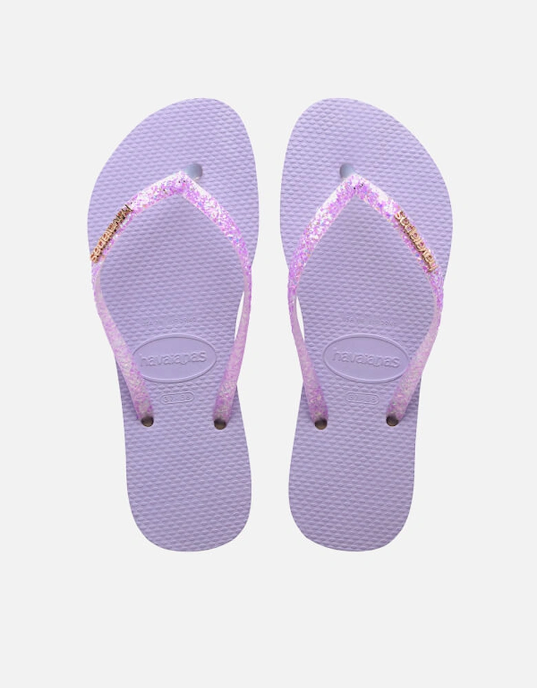 Women's Slim Glitter Flourish Flip Flops - Purple