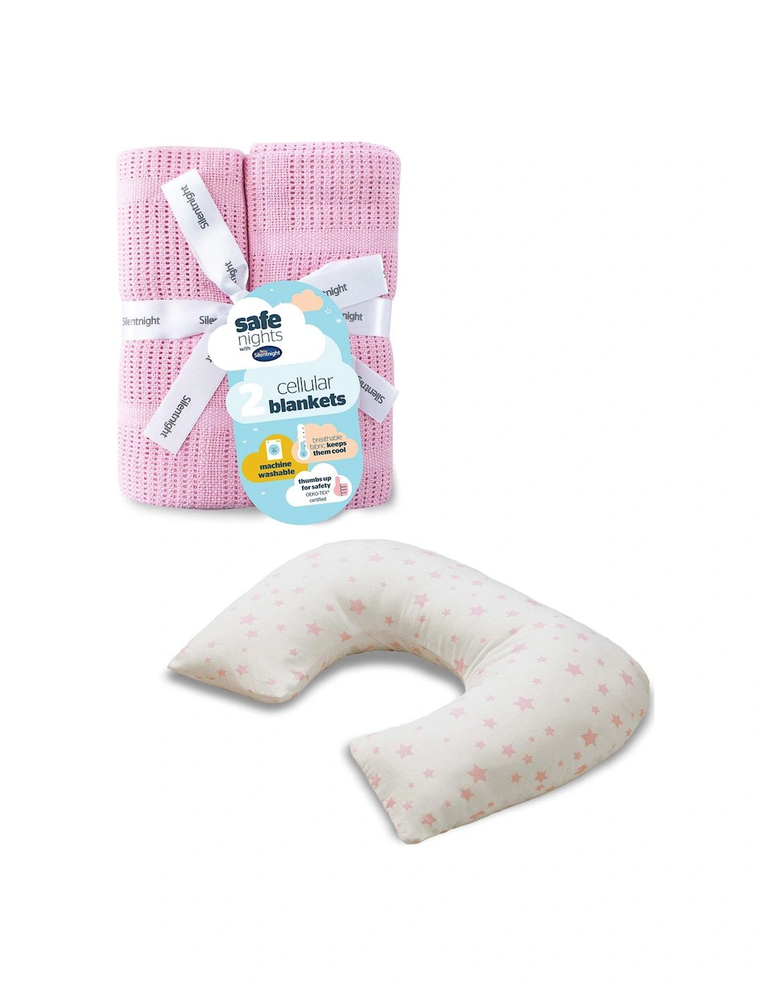 Safe Nights Grow with Me Pillow and Cellular Blanket Bundle - Pink, 3 of 2