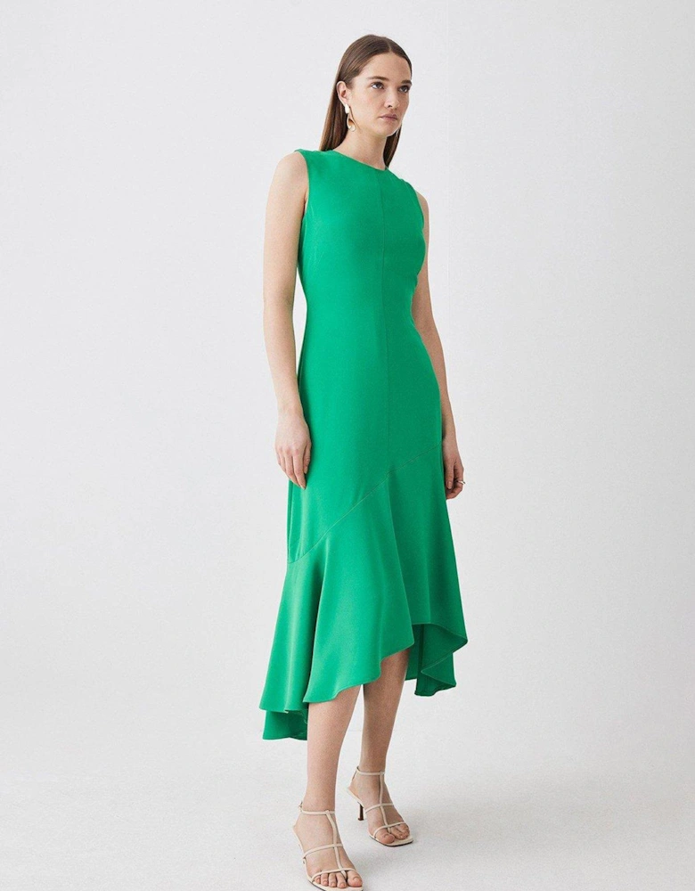 Sleeveless Full Skirt Midi Dress - Green