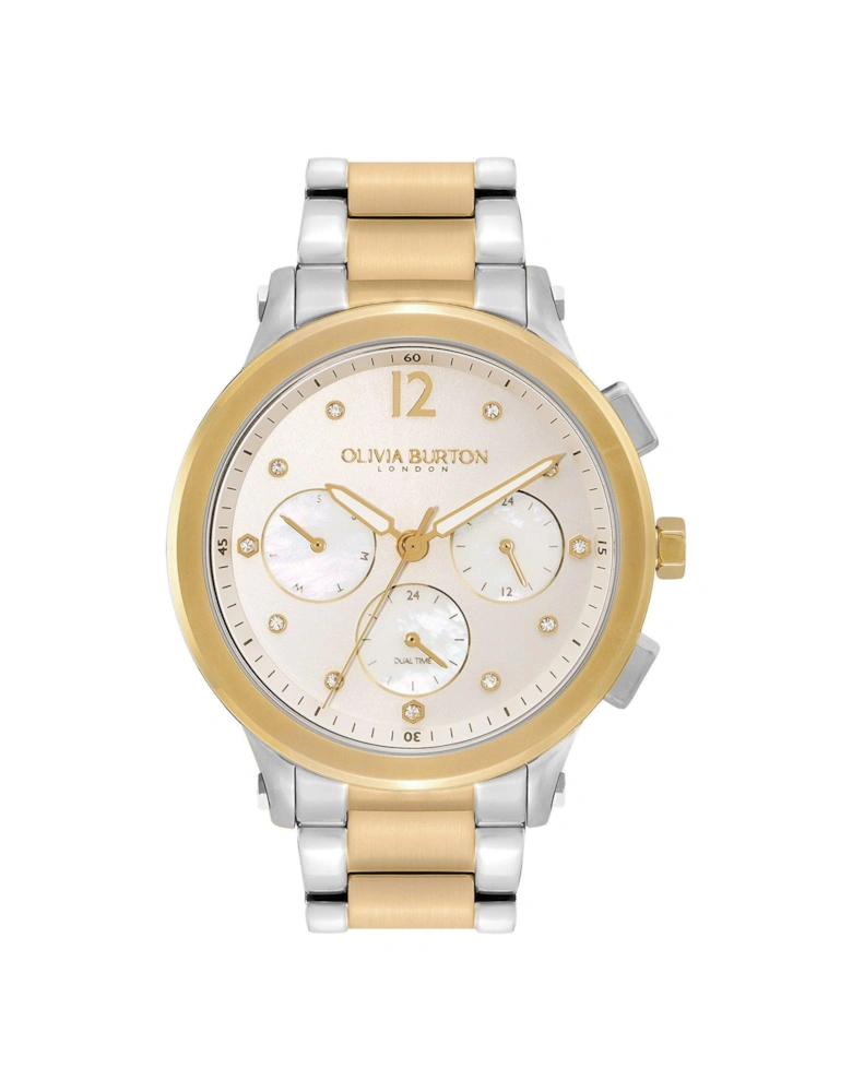 Sports Luxe Multifunction Watch and 2-Tone Link Bracelet