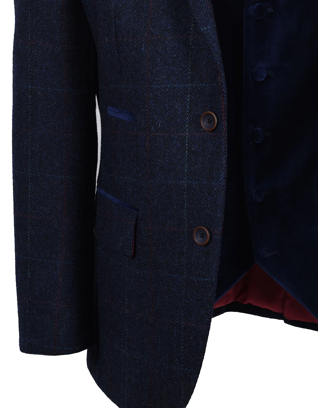 Mazelli Jacket And Waistcoat Blue Red Check