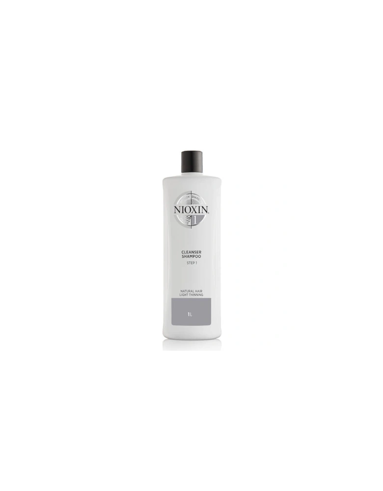 3-Part System 1 Cleanser Shampoo for Natural Hair with Light Thinning 1000ml - NIOXIN