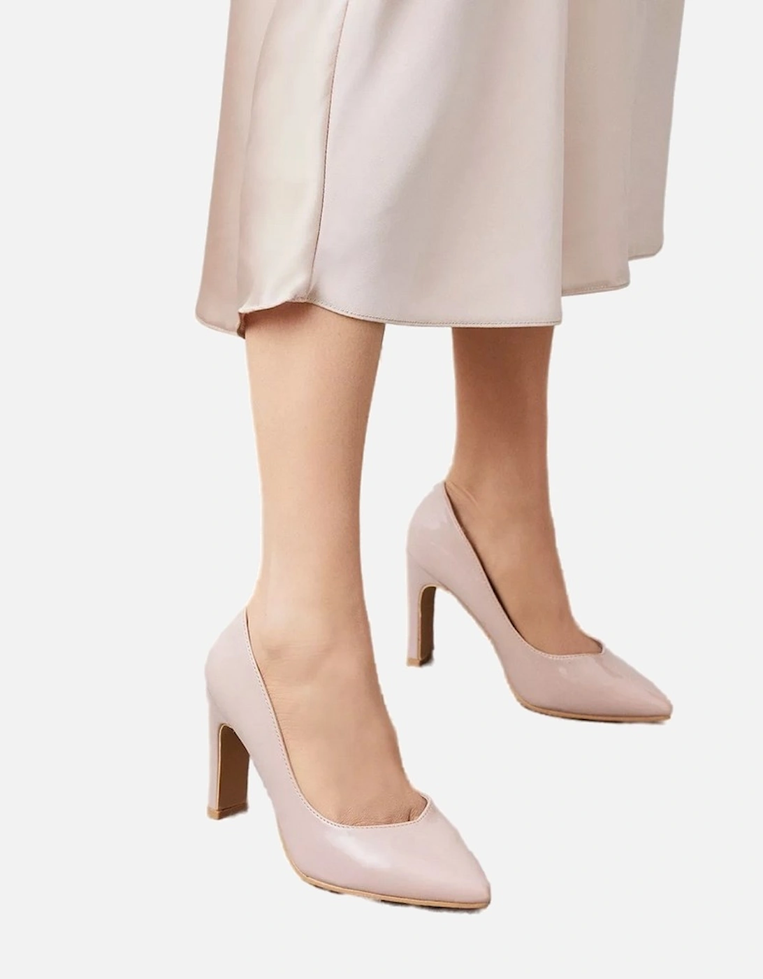 Womens/Ladies Delma Gloss Slim Heel Wide Court Shoes, 5 of 4